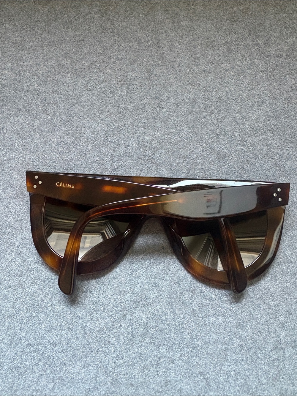 Celine Tortoiseshell Brown Oversized Shield Sunglasses - Picture 7 of 7
